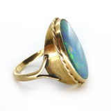 Vintage 9ct Gold Australian Opal Doublet Statement Ring