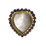 Antique Garnet Glass Heart Miniature Picture Frame
