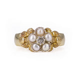 Antique Georgian Gold Pearl Flower Conversion Ring
