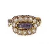Antique Georgian Gold Amethyst Pearl Ouroboros Snake Ring