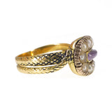 Antique Georgian Gold Amethyst Pearl Ouroboros Snake Ring