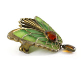 Antique Art Nouveau German Heinrich Levinger Plique-à-Jour Glass Butterfly Brooch