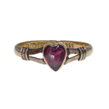 Antique Edwardian Gold Garnet Heart Ring