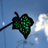 Antique German Silver Plique A Jour Green Glass Ivy Hat Pin