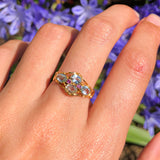 Antique Georgian 18ct Gold Aquamarine & Ruby Filigree Ring
