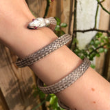 Antique Victorian Woven Silver Snake Bangle Bracelet