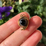 Antique Gold Metal Snake Banded Agate Charm Pendant