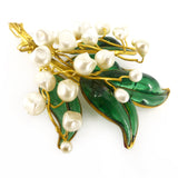 Vintage Mid Century French Lily Of The Valley Gripoix Faux Pearl Brooch