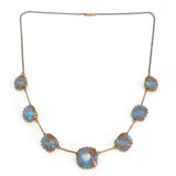 Antique Edwardian Art Deco Saphiret Cushion Cut Glass Necklace