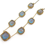 Antique Edwardian Art Deco Saphiret Cushion Cut Glass Necklace