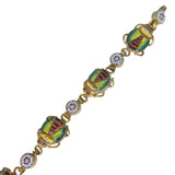 Vintage Italian Micro Mosaic Egyptian Scarab Panel Bracelet