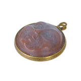 Antique Saphiret Glass Man In The Moon Pendant Charm
