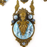Antique Art Deco Neiger Brothers Figural Art Nouveau Lady Glass Bead Necklace