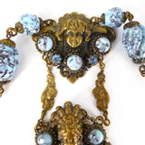Antique Art Deco Neiger Brothers Figural Art Nouveau Lady Glass Bead Necklace