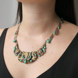 Antique Art Deco Neiger Egyptian Revival Pharaoh Peking Glass Winged Necklace