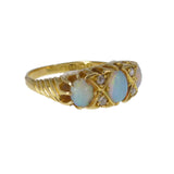 Antique 18ct Gold Opal & Diamond Trilogy Ring (AF)