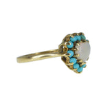 Vintage 9ct Gold Opal Heart Turquoise Ring
