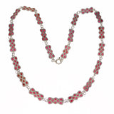 Antique Art Nouveau Silver Plique A Jour Red Glass Panel Necklace
