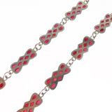 Antique Art Nouveau Silver Plique A Jour Red Glass Panel Necklace