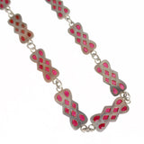 Antique Art Nouveau Silver Plique A Jour Red Glass Panel Necklace