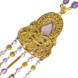 Antique Czechoslovakian Figural Lady Purple Glass Bead Necklace
