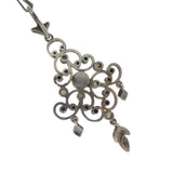 Antique Edwardian Silver Pink Paste Pendant Necklace