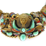 Antique Art Deco Neiger Egyptian Revival Pharaoh Peking Glass Winged Necklace