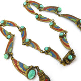 Antique Art Deco Neiger Egyptian Revival Pharaoh Peking Glass Winged Necklace