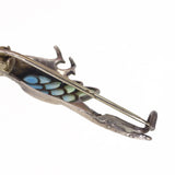 Antique Edwardian German Silver Pliqué A Jour Enamel Pheasant Brooch