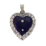 Antique Silver Paste Blue Enamel Heart Pendant