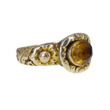 Antique Georgian Gold Cased Citrine Repousse Ring