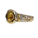 Antique Georgian Gold Cased Citrine Repousse Ring
