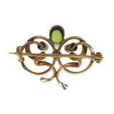 Antique Art Nouveau Rolled Gold Green Paste Brooch