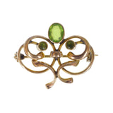 Antique Art Nouveau Rolled Gold Green Paste Brooch