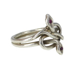 Vintage Silver Ruby Entwined Snake Ring