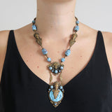 Antique Art Deco Neiger Brothers Figural Art Nouveau Lady Glass Bead Necklace