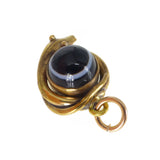Antique Gold Metal Snake Banded Agate Charm Pendant