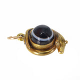 Antique Gold Metal Snake Banded Agate Charm Pendant