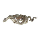 Antique Victorian Silver Symbolic Snake In Hand Brooch