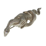 Antique Victorian Silver Symbolic Snake In Hand Brooch