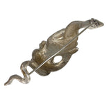 Antique Victorian Silver Symbolic Snake In Hand Brooch