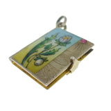 Antique Victorian Silver Floral Enamel Book Locket