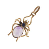 Antique Rolled Gold Amethyst Spider Pendant Charm