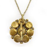 Antique Art Deco Saphiret Glass Floral Pendant Necklace