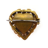 Antique Edwardian Saphiret Matte Glass Heart Rhinestone Brooch