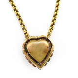 Antique Edwardian Saphiret Glass Heart Pendant Necklace