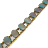 Antique Saphiret Glass Panel Opalescent Heart Bracelet