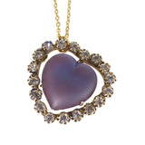 Antique Edwardian Saphiret Glass Heart Conversion Pendant Necklace