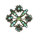 Antique Silver Turquoise Floral Pendant Brooch