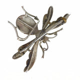 Antique Victorian Silver Tigers Eye Moonstone Bug Brooch